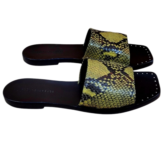 FREDA SALVADOR Jessa Python Snakeskin Embossed Leather Slide Sandals Size 10 - Picture 3 of 13